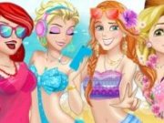 Ariel, Elsa, Anna și Rapunzel Party pe plaja