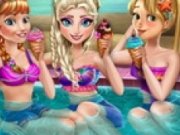 Petrecere in piscina cu Printesele Frozen si Rapunzel