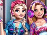 Elsa si Rapunzel colege moderne