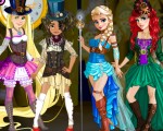 Rapunzel, Moana, Ariel și Elsa Steampunk